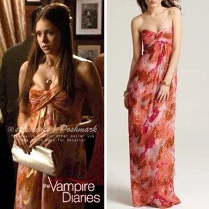 Nicole Miller Sweetheart Strapless Foil Printed Gown Sz 2 -Silk Blend